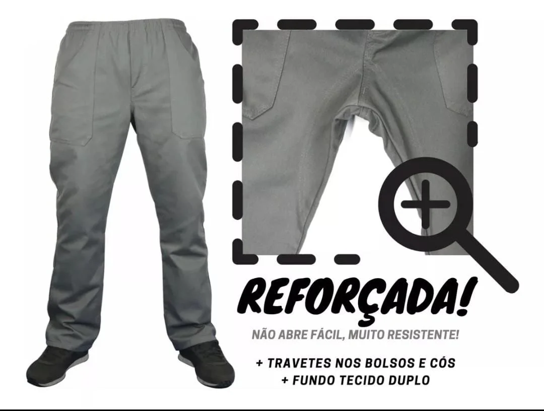 Calça brim pesado reforçada.