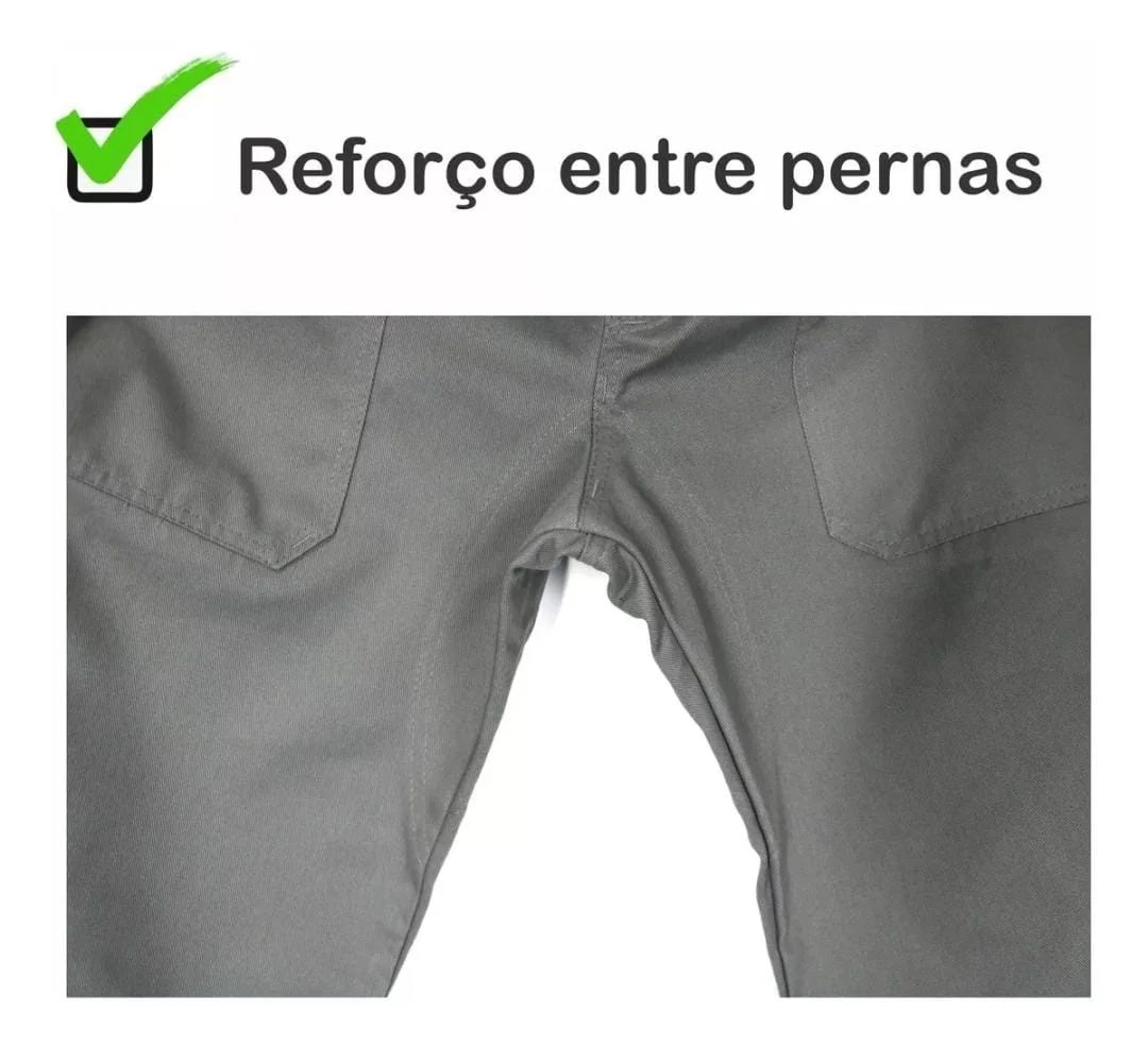 Calça brim pesado reforçada.